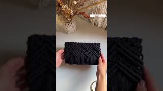 “Elevate your style with this chic black macrame purse