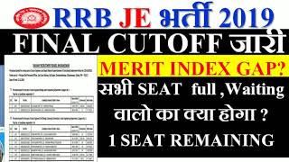 RRB JE FINAL CUTOFF जारी | MERIT INDEX GAP?  WAITING वालो का क्या होगा ?