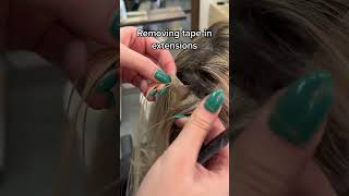 Removing Tape In Extensions #tapeinhairextensions #tapeinshair #shorts  #hairtok #hairextensions