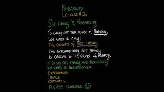 PROBABILITY || Set Theory & Probability || Lecture 2a | #maths