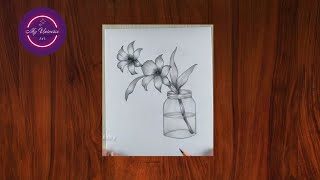 How to draw beautiful orchid flowers in a jar|How to draw orchid flowers|Step by step pencil sketch