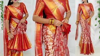 How to drape Silk Saree/Silk banarasi saree wearing tutorial/saree dealing @Saundaryaa