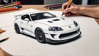 "How to Draw a Toyota Supra MK4 (Easy Step by Step Tutorial)"