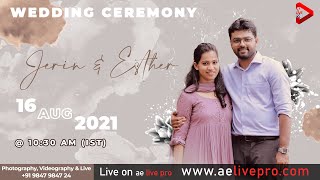 Wedding Ceremony: Jerin & Esther | 16.08.2021 | AE LIVE PRO