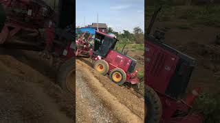 New road with heavy machinery is stuck