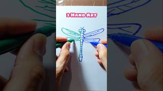 Dibujo LIBÉLULA a 2 manos. #videoshorts #art #drawing #dibujo #2hand #shorts #dragonfly