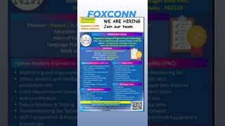 #foxconn#hiring#latest#job#facilities#failure#analysis#assets#hr#management#bangalore#plant#walkins⚡