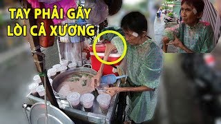 Thương cụ bà gãy tay, lòi cả xương đẩy xe chè đi bán trong mưa gió