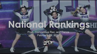 February 29, 2024 - National Rankings for Prep, Competitive Rec, and Dance Divisions