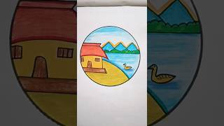 easy scenery drawing #drawing #scenerydrawing #youtubeshorts #howtodraw #shortvideo #stepbystep