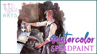 Timelapse video of painting the Bartener in watercolor. - Sketch and first wash.