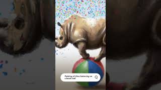 Asking AI to create a painting of a rhino balancing on a beach ball. #ai #art #short