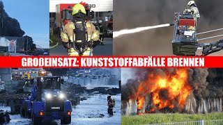 [GROßBRAND in RECYCLINGBETRIEB]  Feuerwehren aus Ochtrup, Gronau und Umgebung 20 Stunden im Einsatz