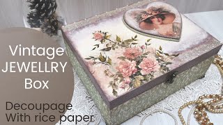 Vintage Jewellry Box DIY| Wooden Box Gift Ideas| How To Decoupage On Wooden Box|Decoupage Art Decour