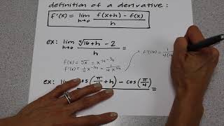 evaluating limits using the definition of a derivative