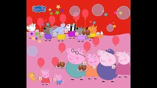 Peppa Pig en su fiesta de cumpleaños junto a su familia y amigos.