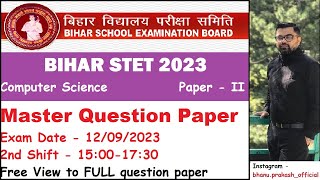 BIHAR STET 2023 - Computer Science MASTER Question Paper & Answer PDF | FULL 150 Answer Key | #stet