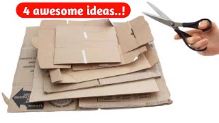 4 CARDBOARD CRAFTS TO MAKE AT HOME || Recycling Projects by t Pavani !