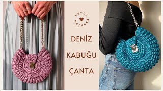 🐚1 GÜNDE DENİZ KABUĞU ÇANTA ÖRÜYORUZ🩵ÖRGÜ ÇANTA