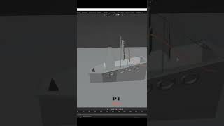 3d low poly battle ship modeling in blender part-03-mds design #shorts 🚢