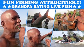 💢⭕Grandfather eating live fish atrocities💯🤯🔥Raw live fish eating🥴👌🔥Fun fishing atrocities🤩👌