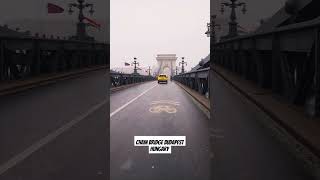 Iconic Chain Bridge Budapest Hungary in Foggy shower weather. #budapest #hungary #foggy #winter