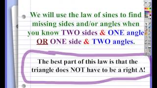 Chapter C, Video #6 - Law of Sines