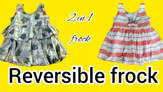 Create Stylish Reversible Baby Frocks|| frock cutting and stitching