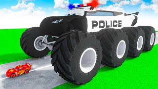 McQueen Transforming to GIANT POLICE BTR BIGFOOT MCQUEEN in Teardown!