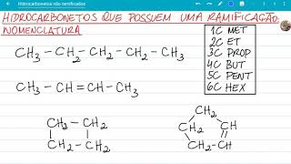 Nomenclatura de hidrocarbonetos que possuem somente uma ramificação