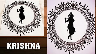 Krishna Art// Shri Krishna with Mandala art drawing// Doodle art..