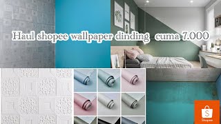 SHOPEE HAUL DECOR KAMAR PAKE WALLPAPER DINDING CUMA 7.000! |Tutorial pemasangan wallpaper low budget