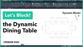 Dining Table Dynamic Block in AutoCAD | Dynamic Blocks | Vigram Vasi