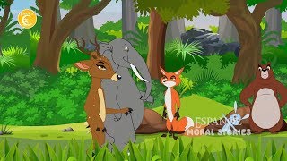 Animales de granja elefante y ciervo con cocodrilo animal salvaje | historias para niños