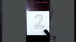 How to draw 3d number '2' | Easy 3d number drawing |#shorts