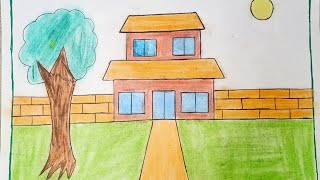 How to draw house easy👍