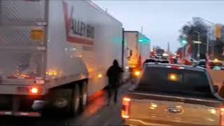 Ambassador Bridge Blocked From Detroit To Windsor Freedom Convoy 2022