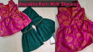 Baby Angrakha Kurti Cutting And Stitching | 2-3 Year Baby Sharara Cutting & Stitching | DIY sharara