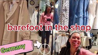 barefoot in the shop of germany / barefoot walking around / window shopping / clarits tv