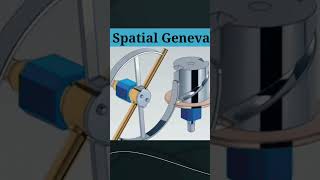 spatial Geneva mechanical mechanism। 3D Animations Solidworks #Short