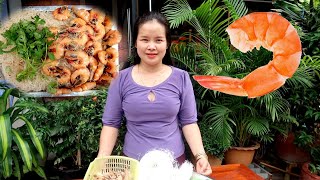 How to  Cook Shrimp Fry With Noodle_Healthy Food_Cooking With Minea Recipe|អប់មីស៊ូជាមួយបង្គា