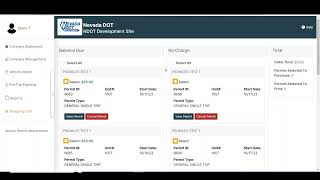 Nevada DOT Overdimensional Permitting System Shopping Cart