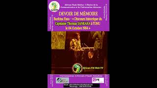 Burkina Faso - « Discours historique du Capitaine Thomas SANKARA à l'ONU le 04 Octobre 1984 »