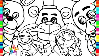 Five Nights at Freddy's New Coloring Pages / FNAF Meeting with Pomni and Jax / NCS Music