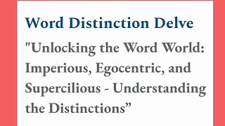 "Attitude Revealed: Unraveling Egocentric, Supercilious, and Imperious Differences"✨✨