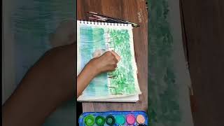 Simple Riverside Hut Watercolor Painting | Art tutorial for kids | Watercolor Painting for Beginners