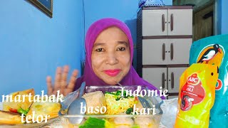 Mukbang Indomie kari campur baso.martabak telor‼️rasanya bikin ngiler ❤️