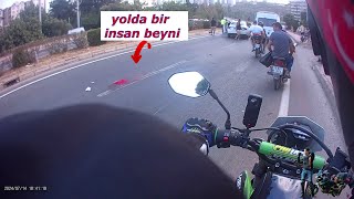 😱yolun ortasında insan beyni😱 - feci kaza