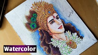 Shri Krishna Drawing Using Watercolor