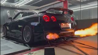 Nissan GT-R R35 Extreme Exhaust Flames sound Loud 🚗💨💥